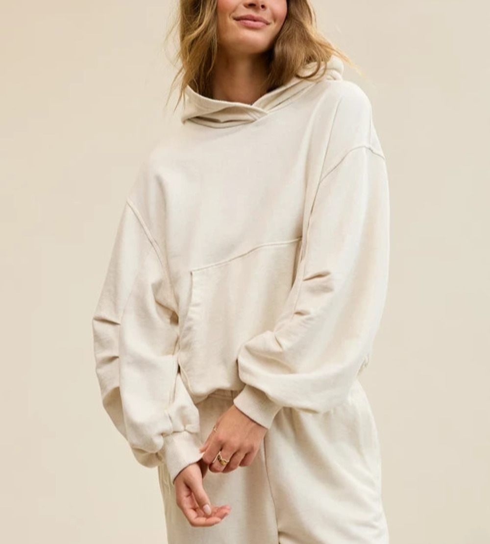 Aerie Womens Cotton Cropped Raglan Hoodie Y2K Sweatshirt Size L/G A011024